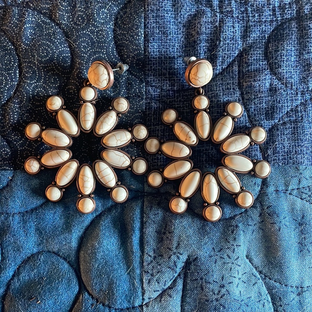 Western Faux White Buffalo Earrings